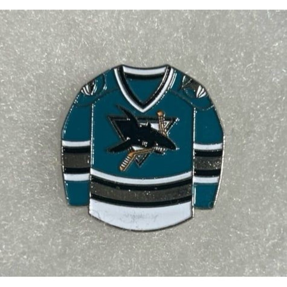 NHL licensed San Jose Sharks, Teal Jersey Lapel Pin